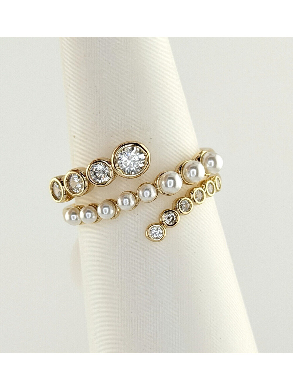 Bomb Party June Sz 10 Ring RG15653 "Cascading Radiance" Pearl on Yellow Gold